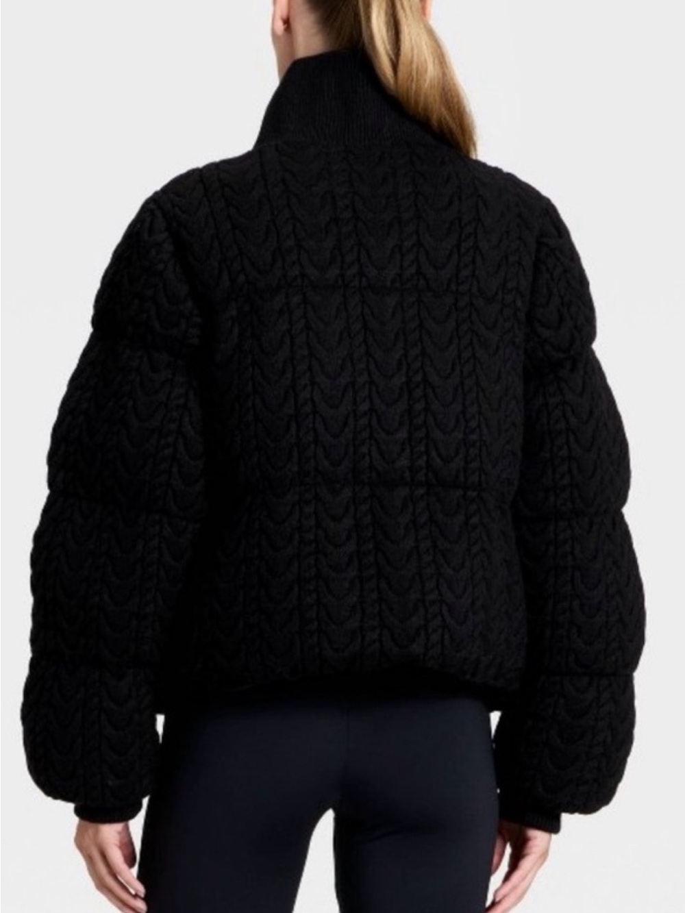 All in motion NWT L Black Quilted Cable-Knit Puffer WARMEST WINTER COAT - Picture 2 of 11